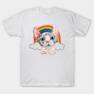 Cat Kitty face with rainbow T-Shirt